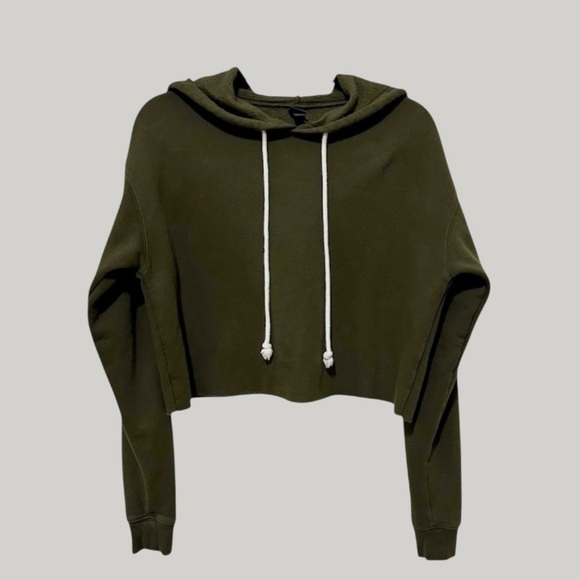 Wild Fable Olive Green Cropped Hoodie Sweatshirt. Size‎ Small - Picture 3 of 8